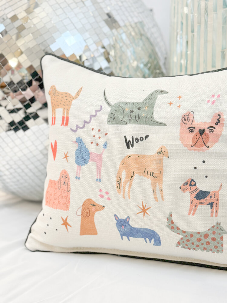 Little Birdie Doodle Dogs Pillow