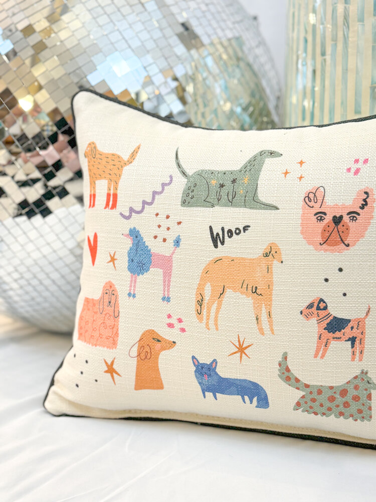 Little Birdie Doodle Dogs Pillow