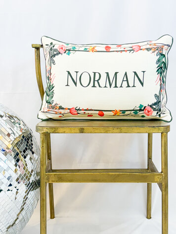 Little Birdie Floral Border Norman Pillow