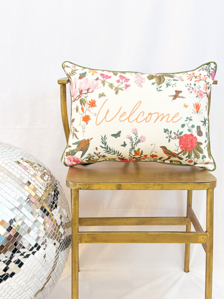 Little Birdie Bloom Tree Welcome Pillow