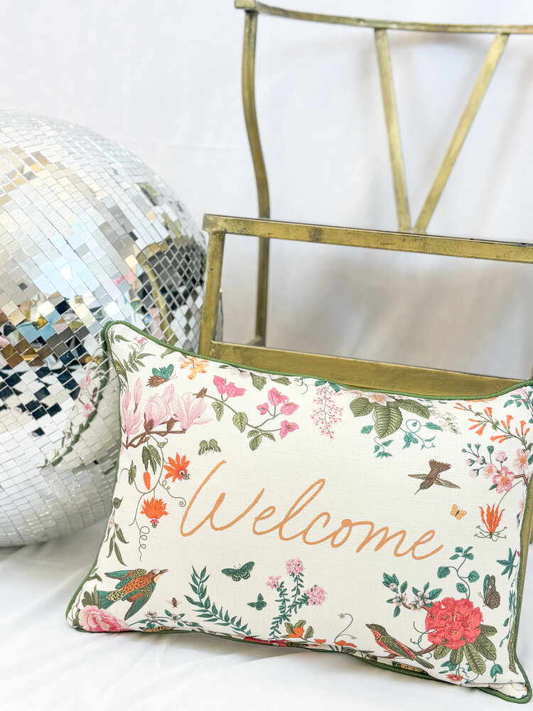 Little Birdie Bloom Tree Welcome Pillow