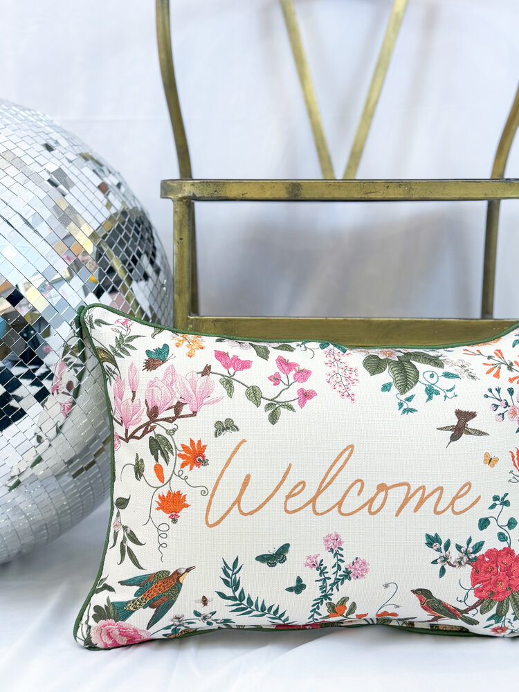 Little Birdie Bloom Tree Welcome Pillow