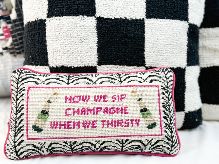 Furbish Champagne Needlepoint Pillow