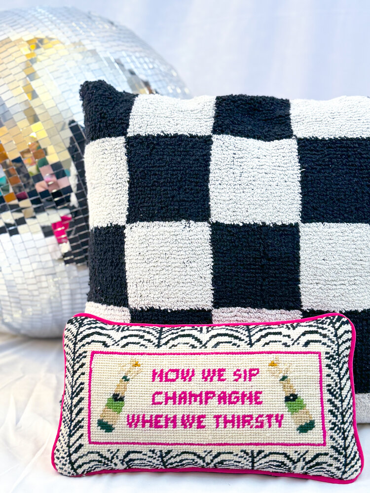 Furbish Champagne Needlepoint Pillow