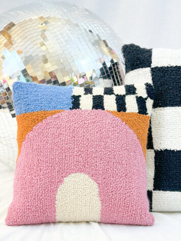 Peking Handicraft Let's Stay Home Half Circle Hooked Pillow