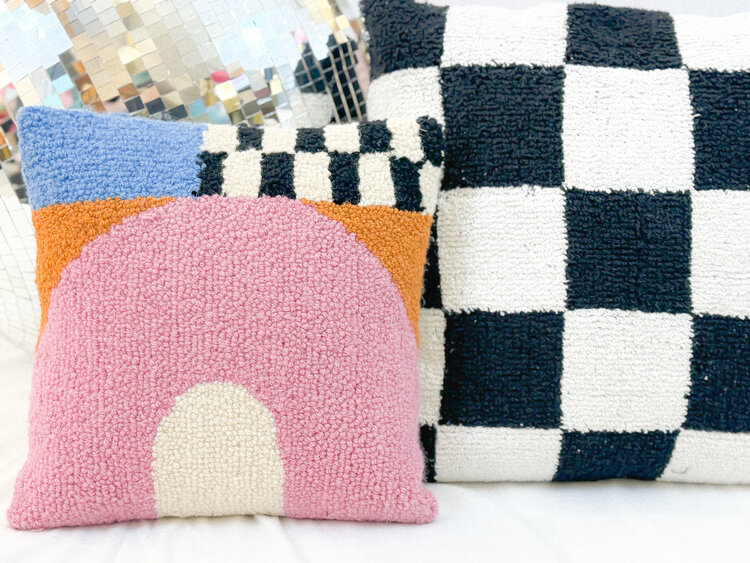 Peking Handicraft Let's Stay Home Half Circle Hooked Pillow