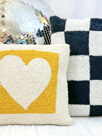 Peking Handicraft Cut Out Heart Hooked Pillow - Yellow