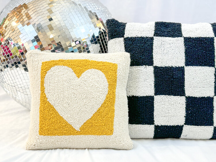 Peking Handicraft Cut Out Heart Hooked Pillow - Yellow