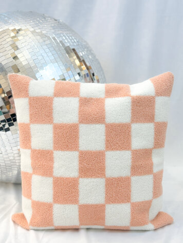 Aztec Home Blush & White Check Pillow. 18x18
