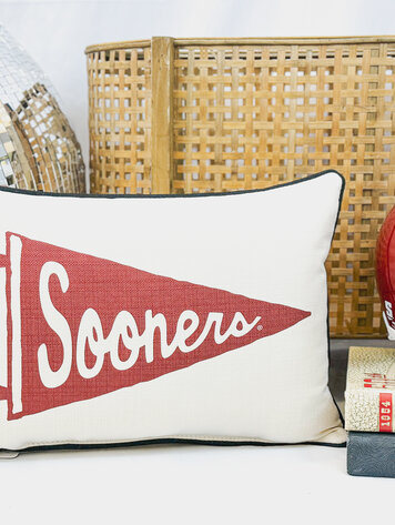 Little Birdie Oklahoma Sooners Pennant Pillow - Black Piping