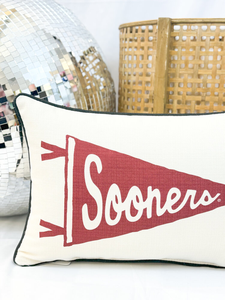 Little Birdie Oklahoma Sooners Pennant Pillow - Black Piping