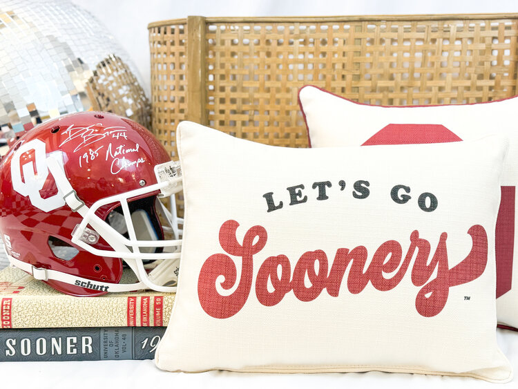 Little Birdie Let's Go Sooners Pillow