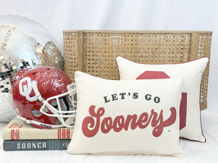 Little Birdie Let's Go Sooners Pillow