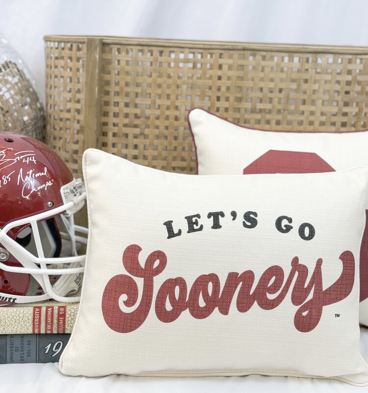 Little Birdie Let's Go Sooners Pillow