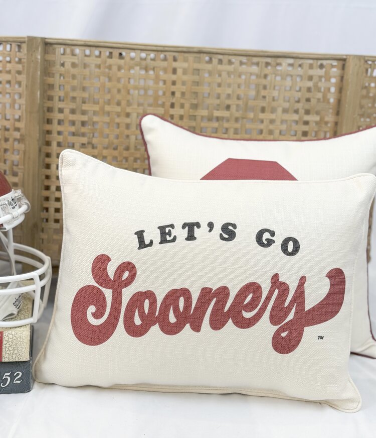 Little Birdie Let's Go Sooners Pillow