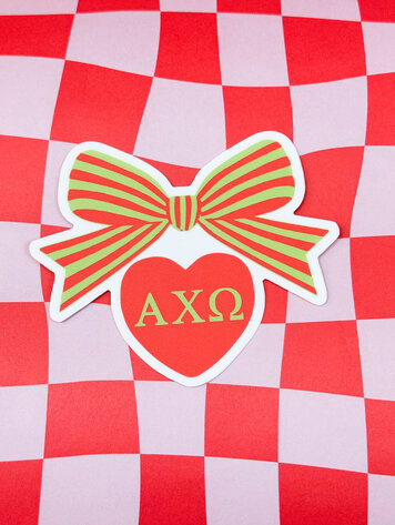 Over The Moon Greek Alpha Chi Omega Bow Decal