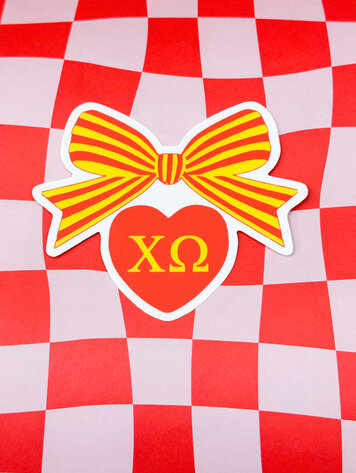 Over The Moon Greek Chi Omega Bow Decal
