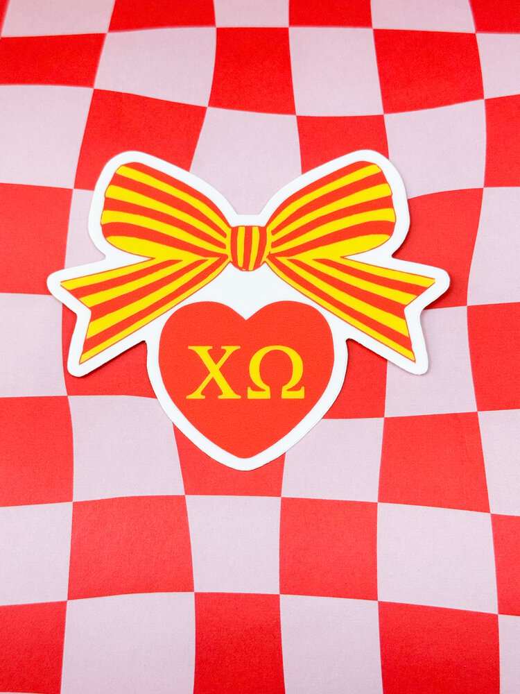 Over The Moon Greek Chi Omega Bow Decal