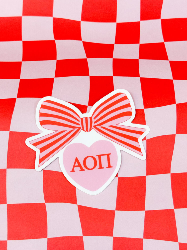 Over The Moon Greek Alpha Omicron Pi Bow Decal