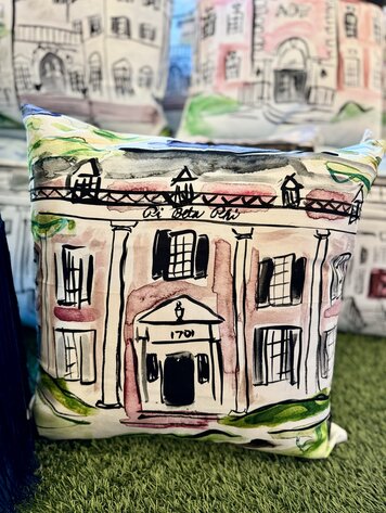 Over The Moon Greek Pi Beta Phi House Pillow