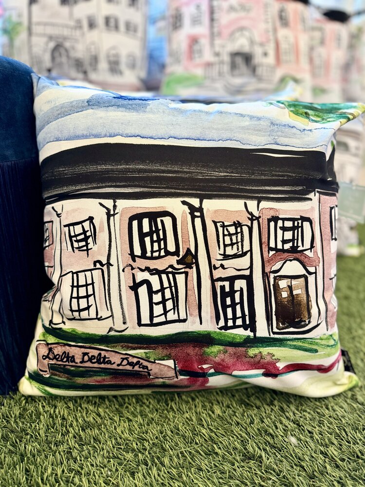 Over The Moon Greek Delta Delta Delta House Pillow