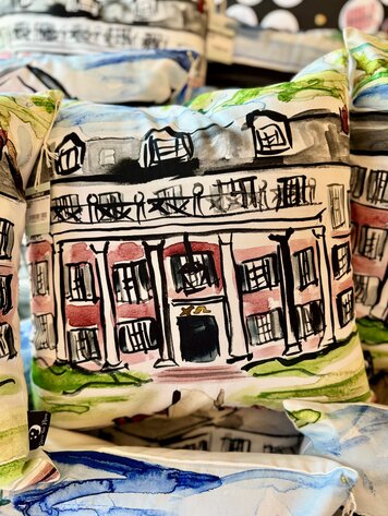 Over The Moon Greek Chi Omega House Pillow