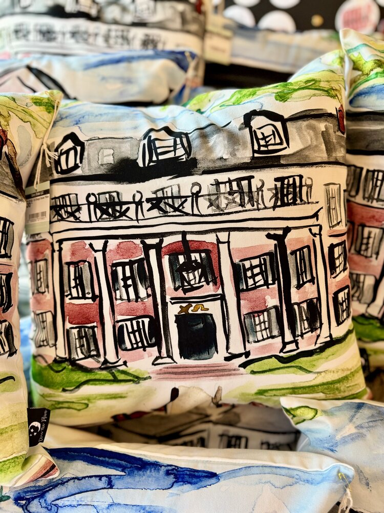 Over The Moon Greek Chi Omega House Pillow