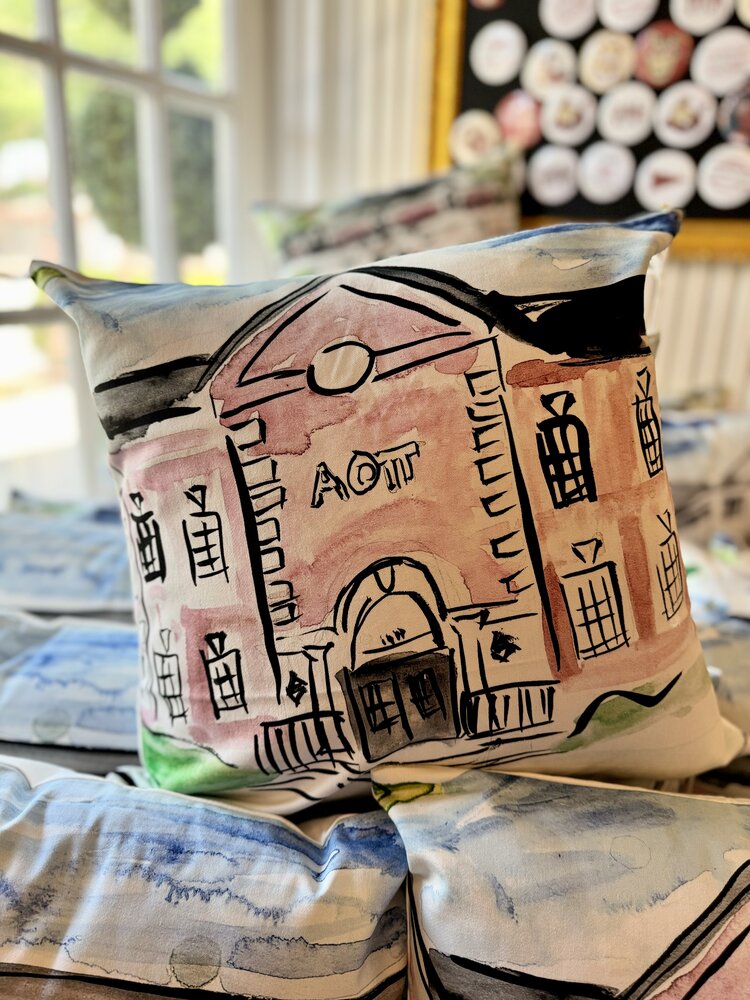 Over The Moon Greek Alpha Omicron Pi House Pillow