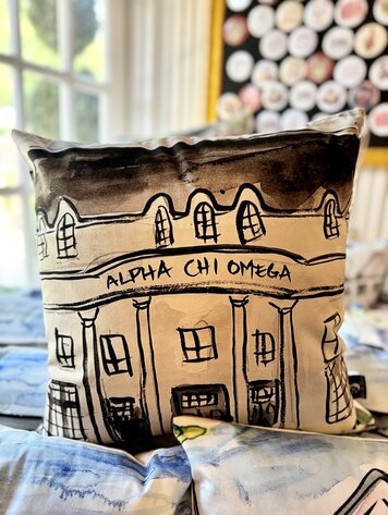 Over The Moon Greek Alpha Chi Omega House Pillow