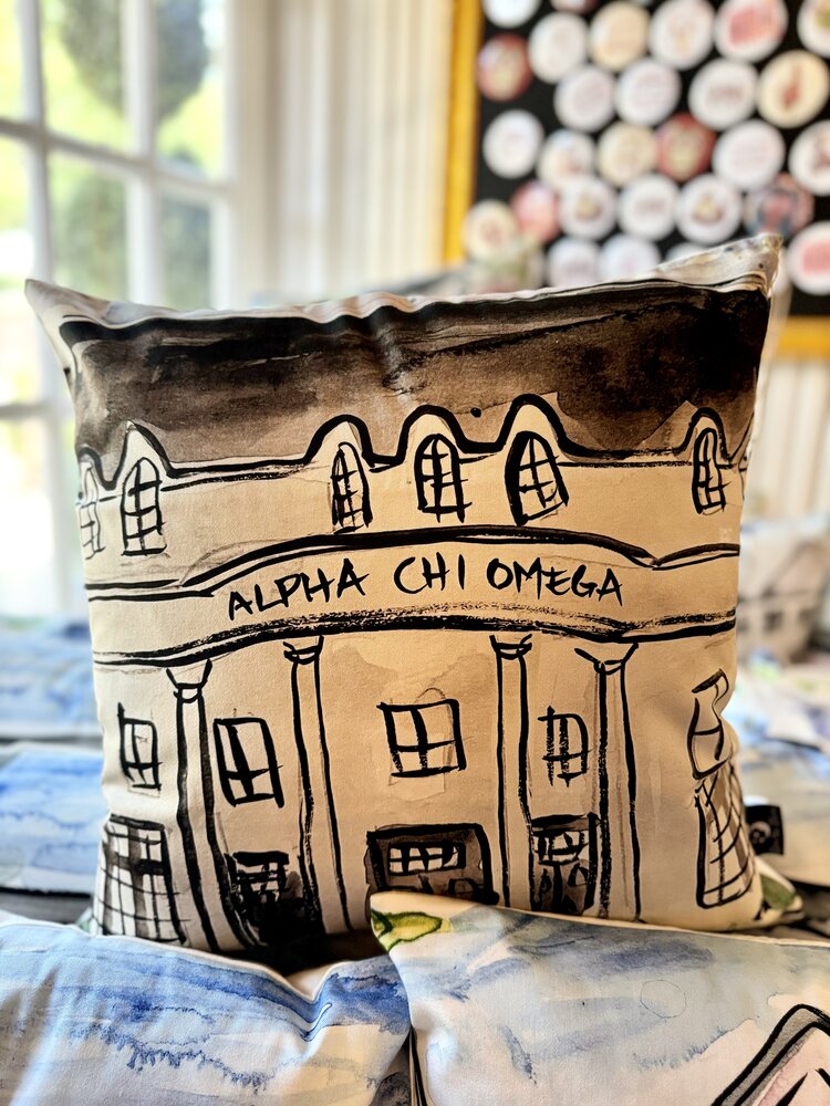 Over The Moon Greek Alpha Chi Omega House Pillow