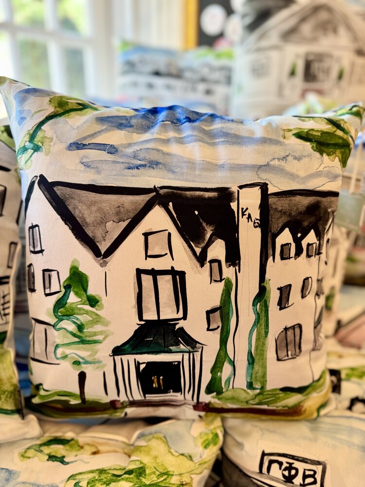 Over The Moon Greek Kappa Alpha Theta House Pillow