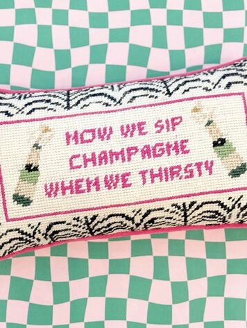 Furbish Champagne Needlepoint Pillow