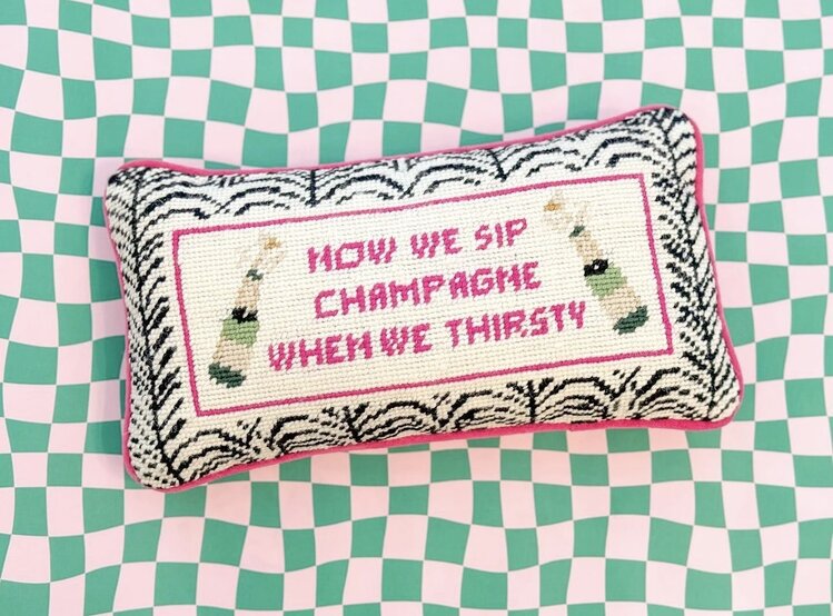 Furbish Champagne Needlepoint Pillow