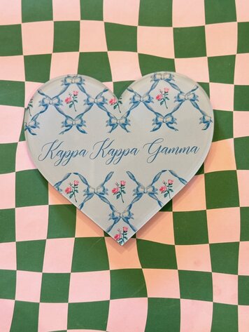 Over The Moon Greek Kappa Double Sided Acrylic Heart Coaster