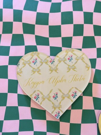 Over The Moon Greek Theta Double Sided Acrylic Heart Coaster