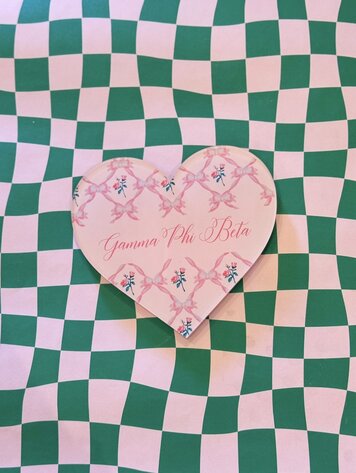 Over The Moon Greek Gamma Phi Beta Double Sided Acrylic Heart Coaster