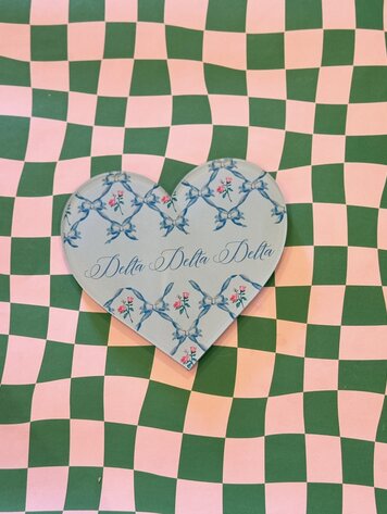 Over The Moon Greek Tri Delta Double Sided Acrylic Heart Coaster
