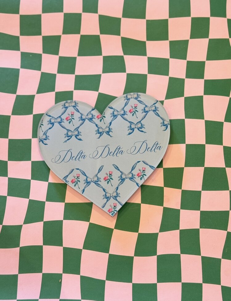 Over The Moon Greek Tri Delta Double Sided Acrylic Heart Coaster