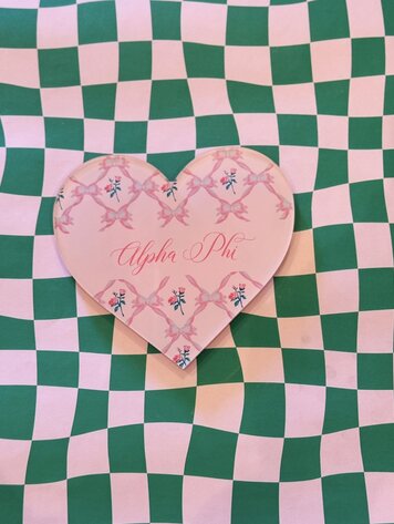 Over The Moon Greek A Phi Double Sided Acrylic Heart Coaster