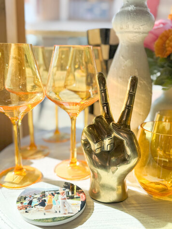 PRIZE Peace Sign Hand Sculpture in Brass