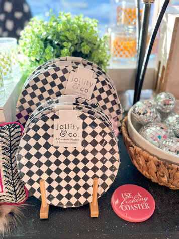 Jollity & Co Check It! The Classic Dessert Plates - 8 Pack