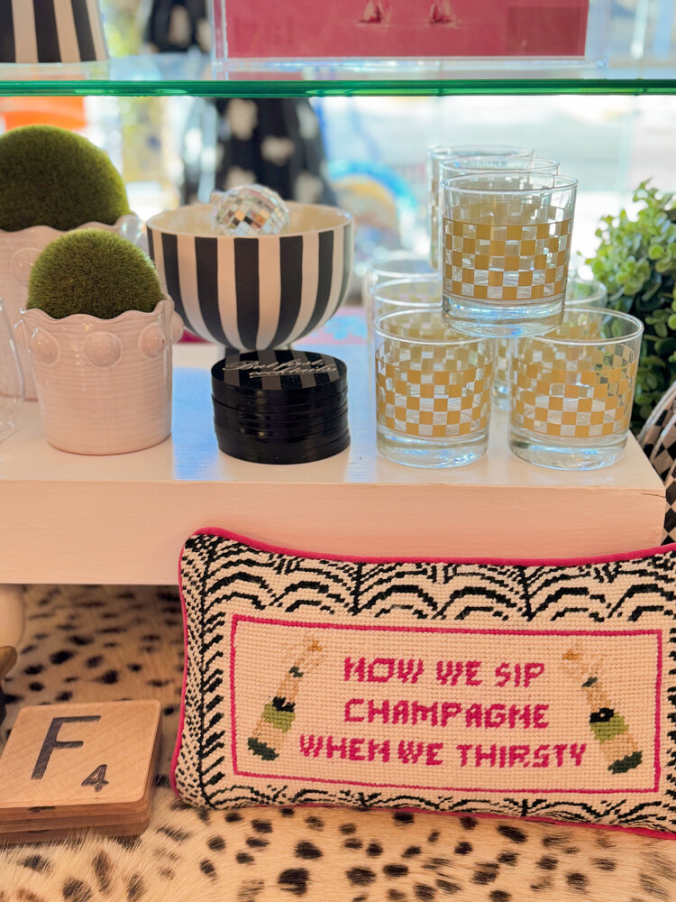 Furbish Champagne Needlepoint Pillow