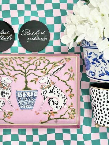 Jaye's Studio Bunnies Enameled Oliver Tray - 10 x 12