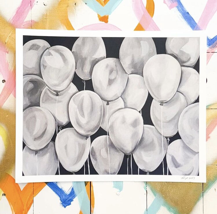 ALEX'S White Balloon Print - 16x20