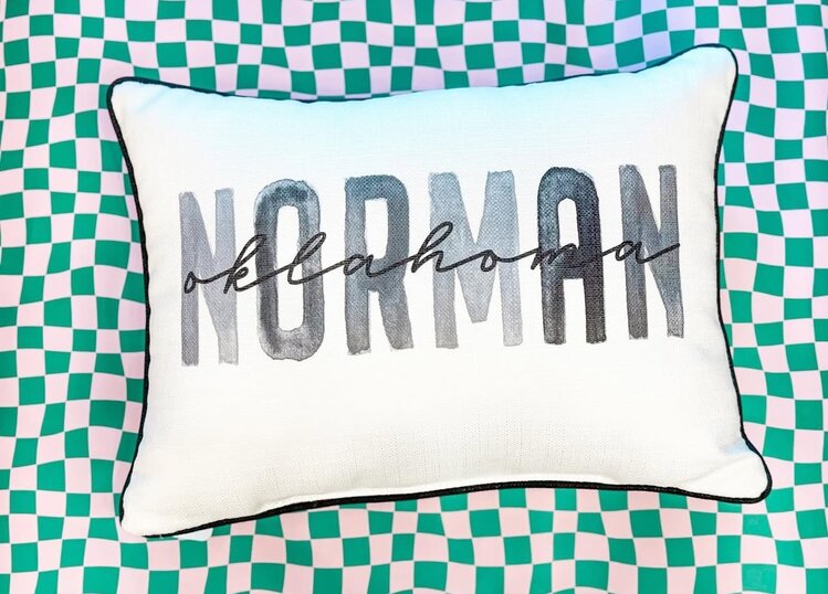 Little Birdie Grey Norman, OK Pillow