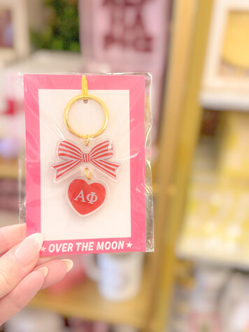 Over The Moon Greek Alpha Phi Bow Keychain