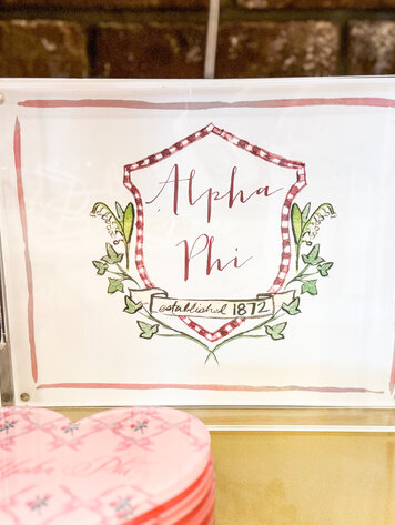 Over The Moon Greek Alpha Phi Acrylic Tray