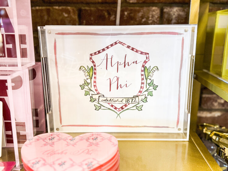Over The Moon Greek Alpha Phi Acrylic Tray