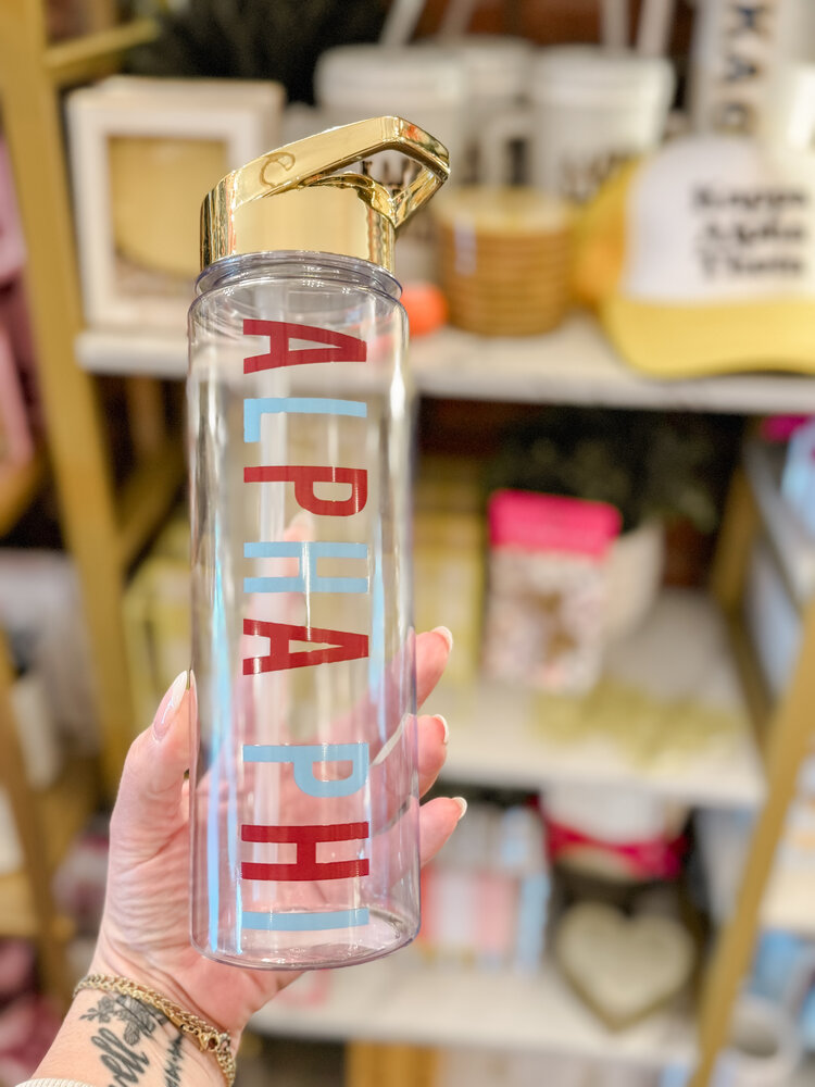 Over The Moon Greek Alpha Phi  24oz Waterbottle With Gold Flip Top
