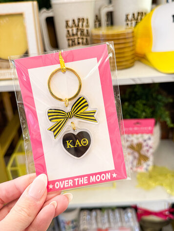 Over The Moon Greek Kappa Alpha Theta Bow Keychain